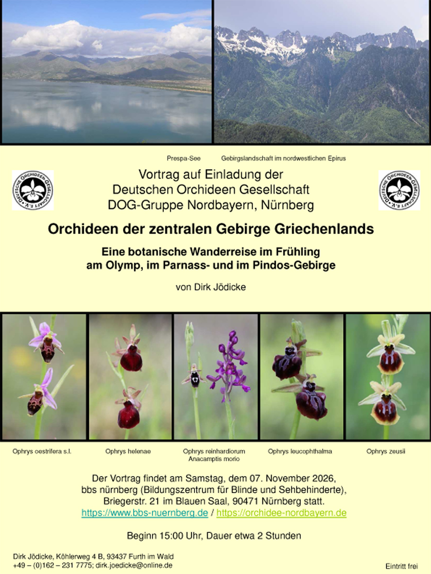 Dr. Dirk Jödicke, Vortrag: Orchideen der zentralen Gebirge Griechenlands